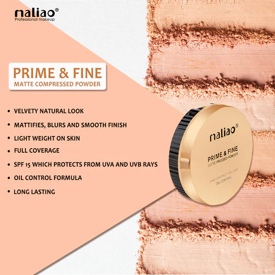 Maliao 2 In 1 Prime & Fine Matte Pressed Powder M199