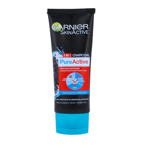 GARNIER PURE ACTIVE 3IN1 CHARCOAL FACEWASH-100ML
