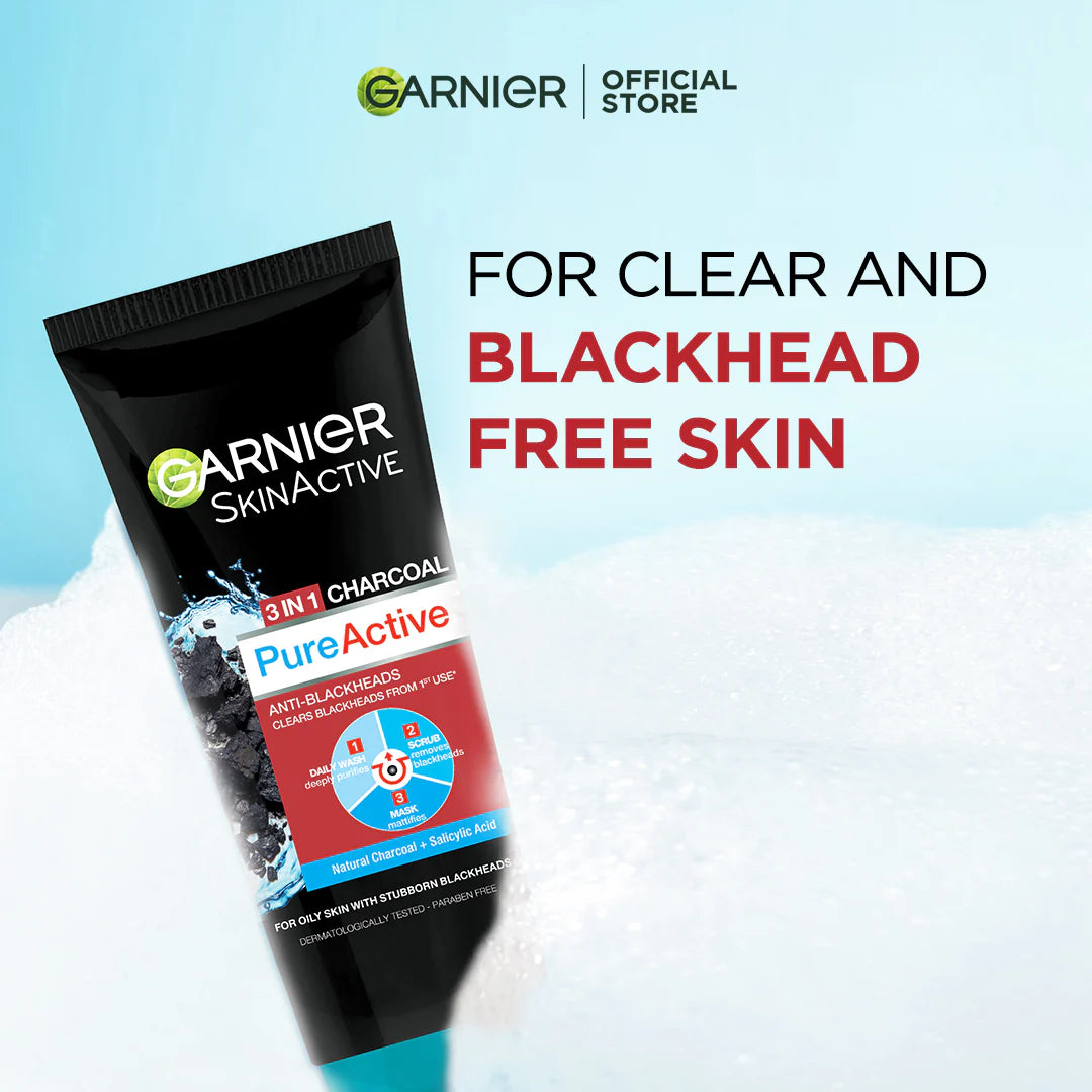GARNIER PURE ACTIVE 3IN1 CHARCOAL FACEWASH-100ML