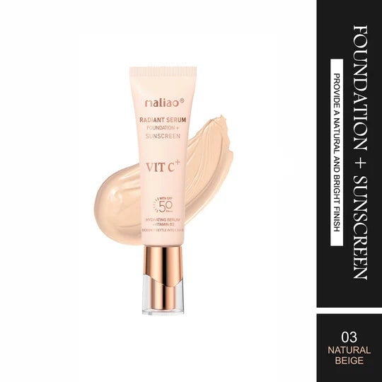 Maliao Foundation + Sunscreen - Natural Bright Finish for Radiant Skin M385
