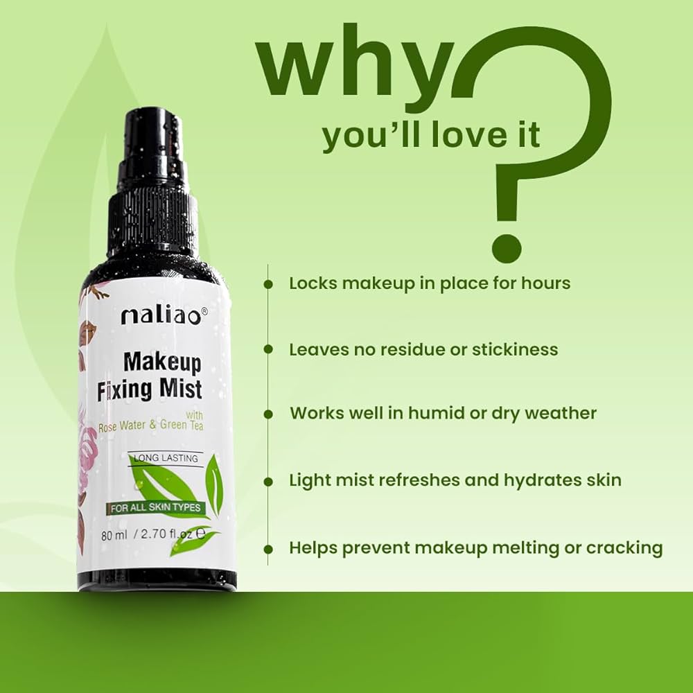 Maliao Makeup Fixing Mist Rose Water & Green Tea 80ml