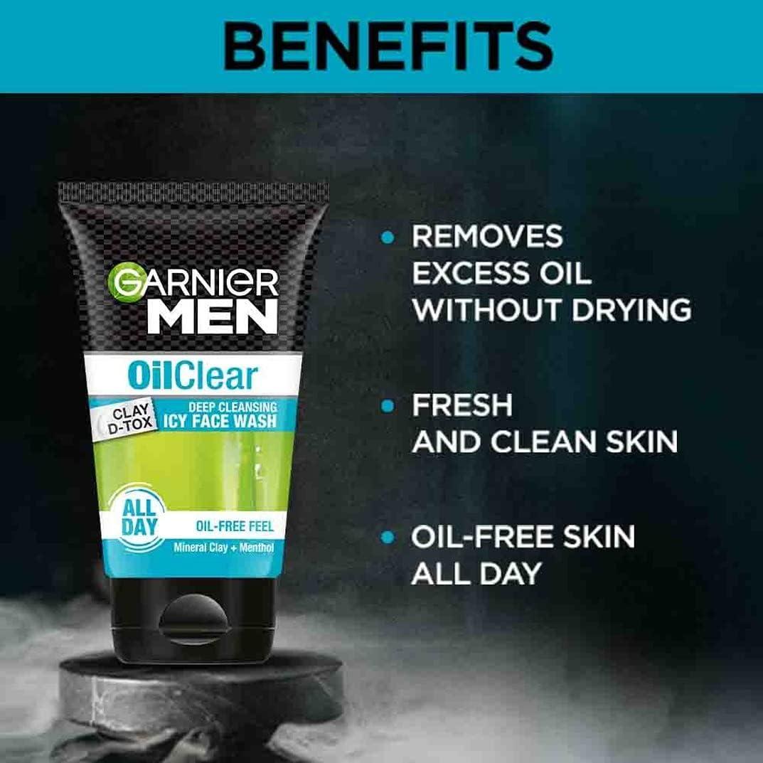 GARNIER MEN OIL CLEAR ICY FACE WASH 100ML