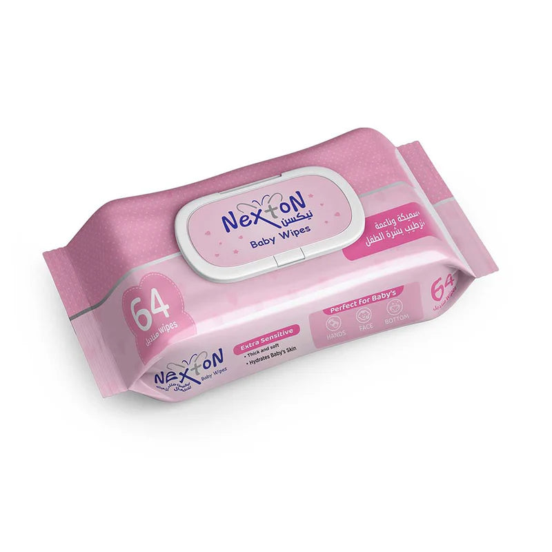 Nexton Baby Wipes (Extra Sensitive Pink) 64 pcs