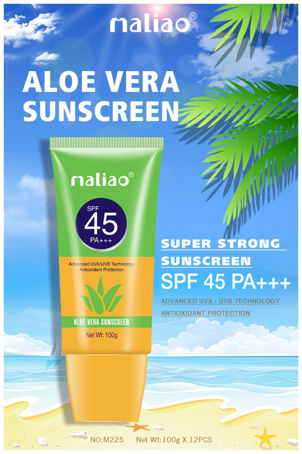 MALIAO Aloe Vera Sunscreen SPF 45 PA+++ 100g