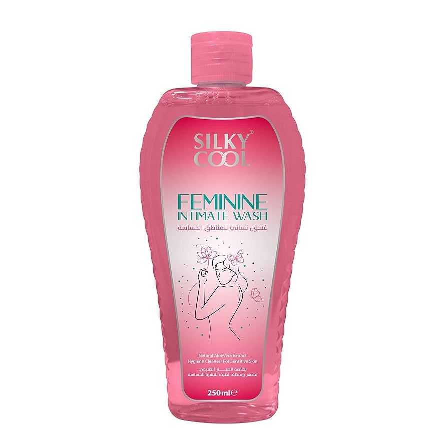 Silky Cool Feminine Intimate Wash bottle on a white background