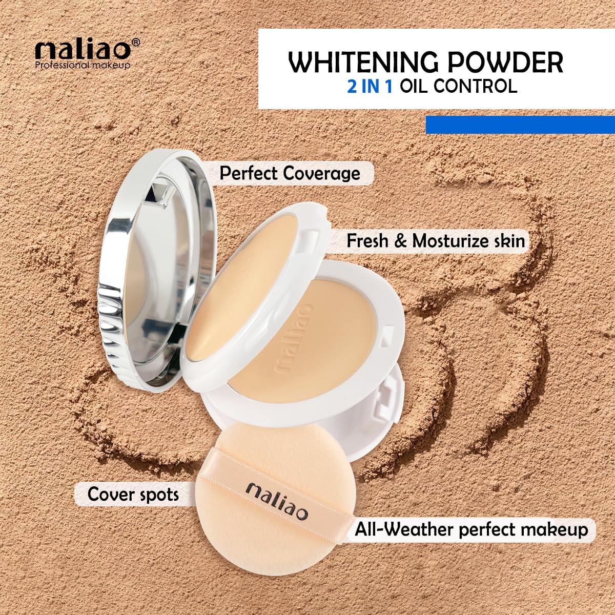 Maliao Whitening Powder 2-in-1 Oil Control Compact M117