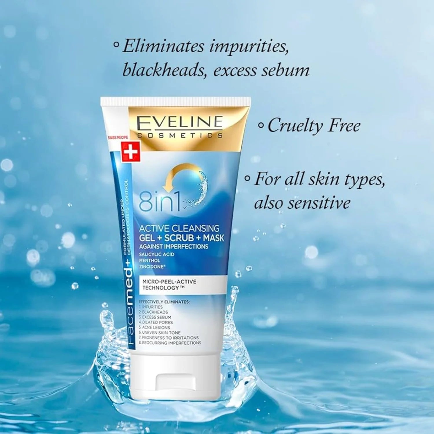 EVELINE Facemed+ 8in1 Active Cleansing Gel + Scrub + Mask 150ML