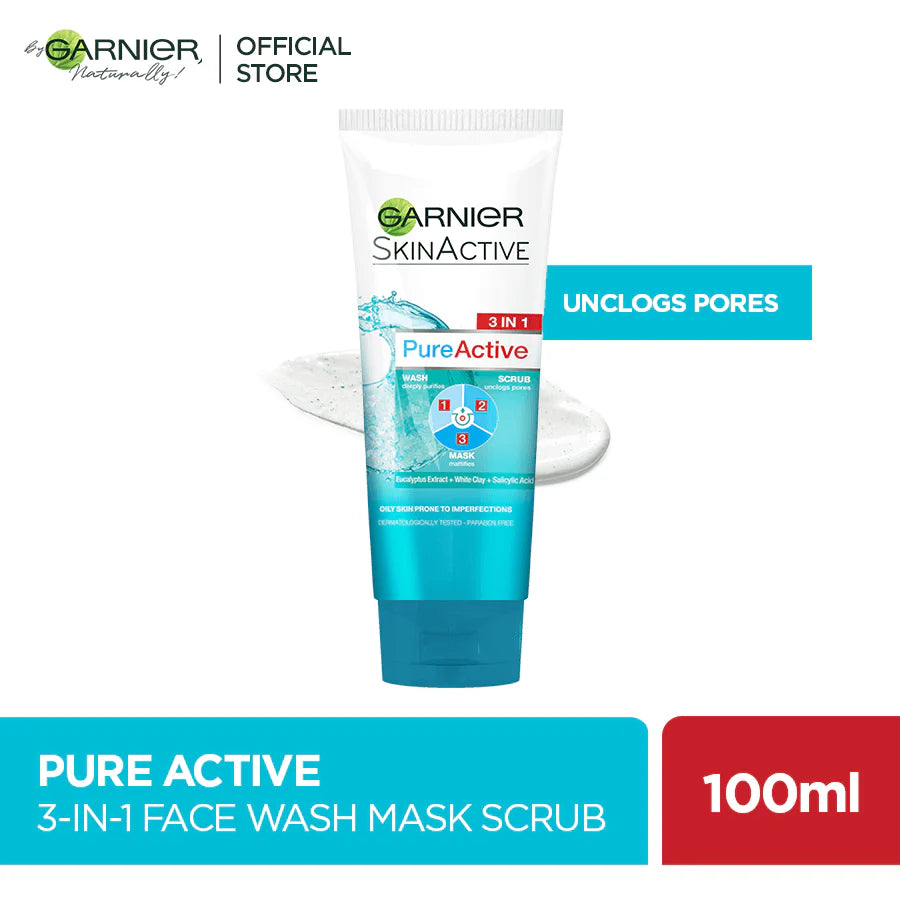 GARNIER PURE ACTIVE CLAY MASK FACEWASH-100ML
