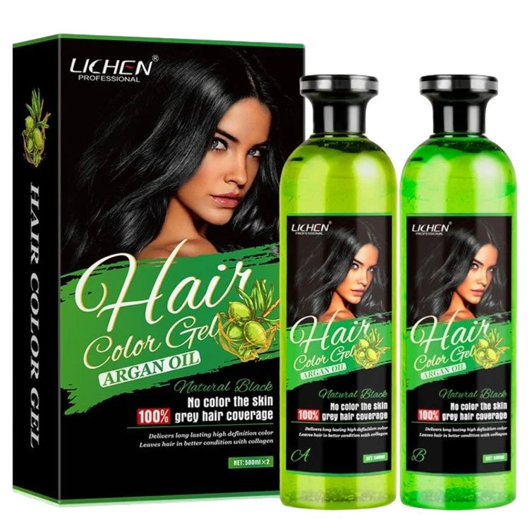 Lichen Hair Color Gel with Argan Oil Natural Black 500 x 2 = 1000ml