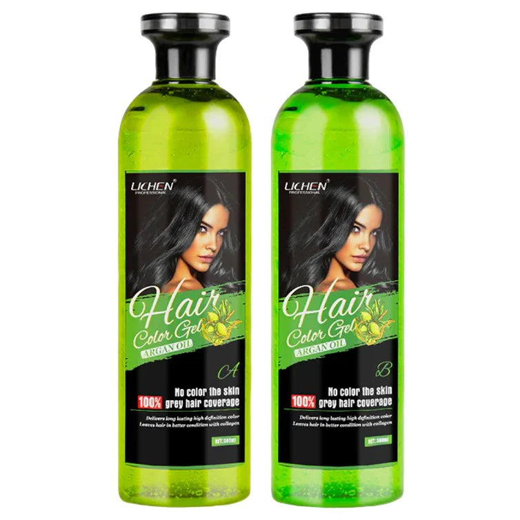Lichen Hair Color Gel with Argan Oil Natural Black 500 x 2 = 1000ml (Pack of 2)