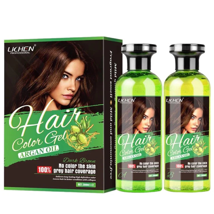 Lichen Hair Color Gel with Argan Oil Dark Brown (228mlx2)