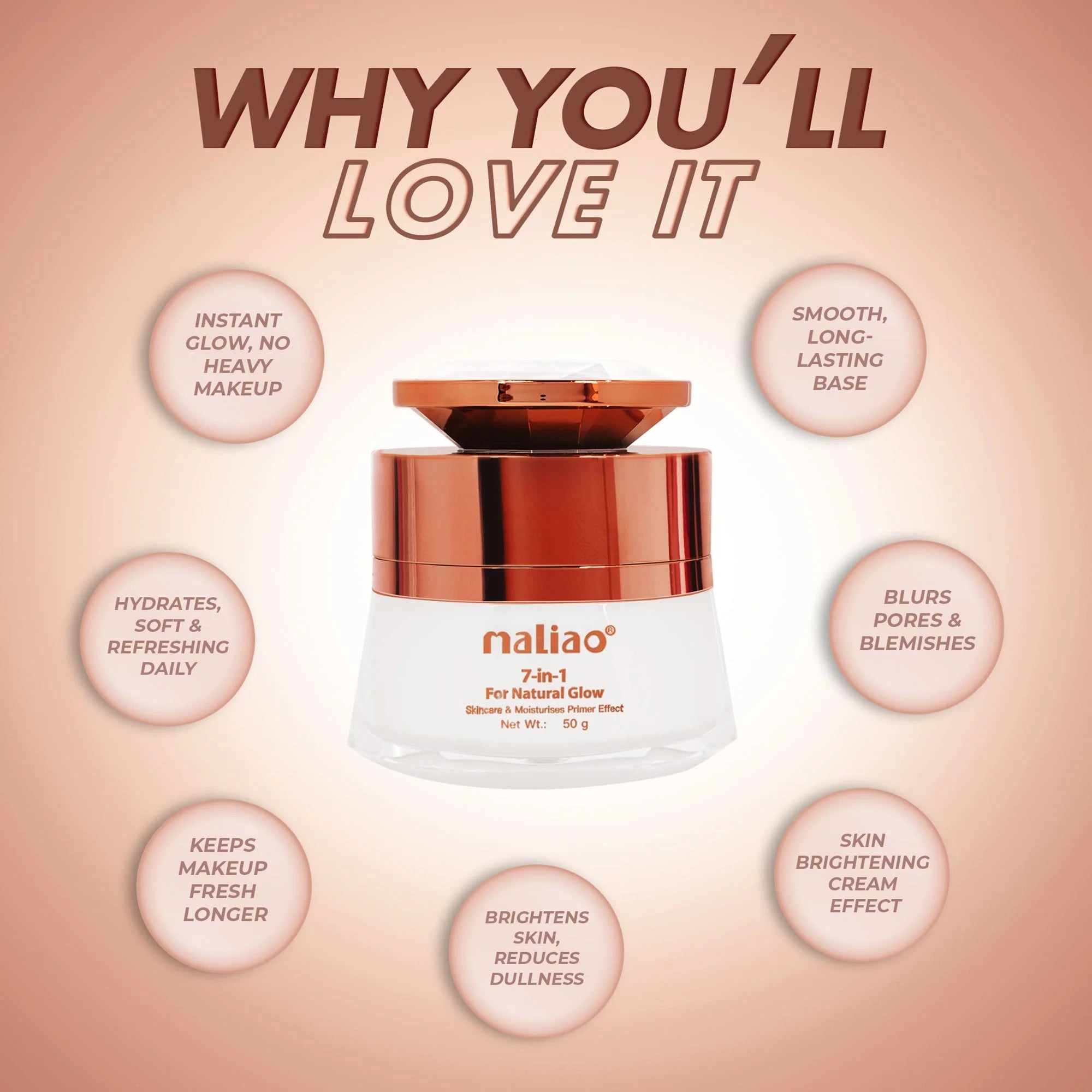 Maliao 7 in 1 Natural Glow+ Skincare & Moisturizing Primer